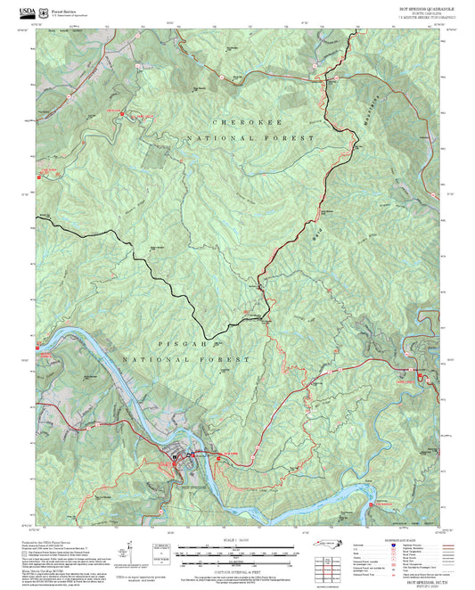2025 Forest Service Topo Map of Hot Springs North Carolina