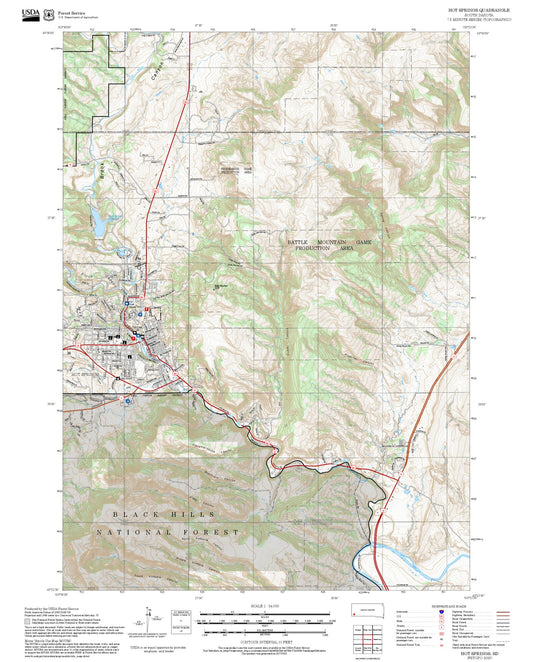 2025 Forest Service Topo Map of Hot Springs South Dakota