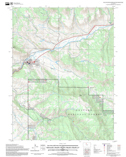 2025 Forest Service Topo Map of Hot Sulphur Springs Colorado