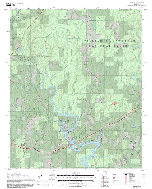 2025 Forest Service Topo Map of Houston Alabama