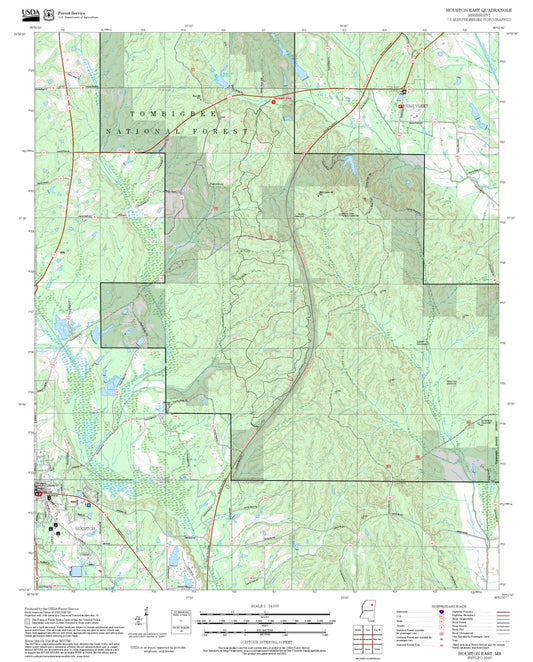 2025 Forest Service Topo Map of Houston East Mississippi