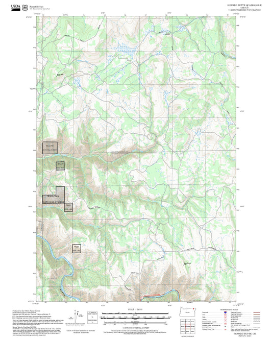 2025 Forest Service Topo Map of Howard Butte Oregon