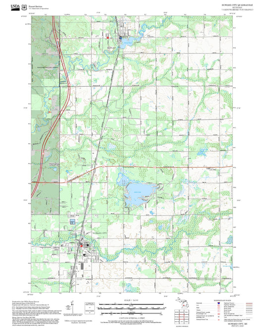 2025 Forest Service Topo Map of Howard City Michigan