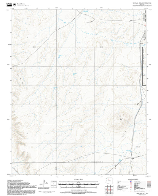 2025 Forest Service Topo Map of Howard Hill Arizona