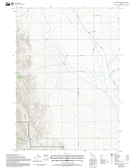 2025 Forest Service Topo Map of Howe NW Idaho