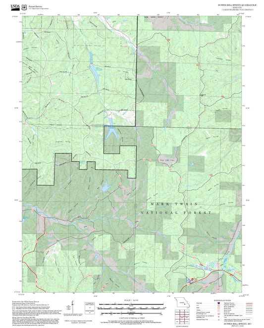 2025 Forest Service Topo Map of Howes Mill Spring Missouri