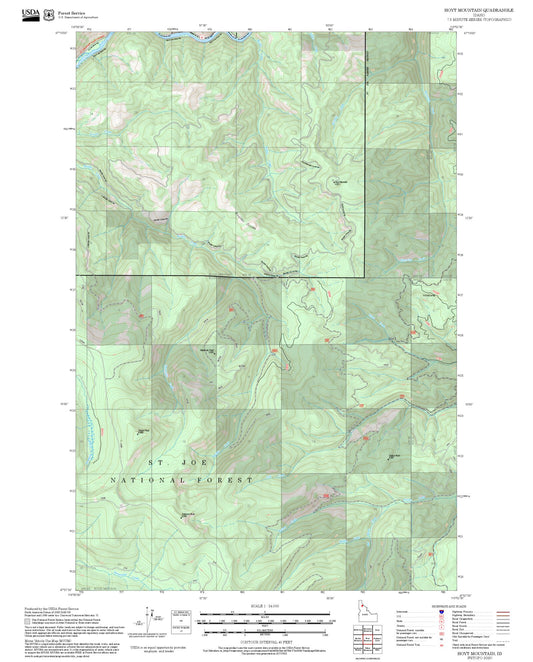 2025 Forest Service Topo Map of Hoyt Mountain Idaho