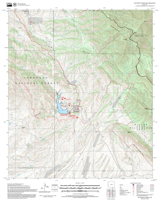 2025 Forest Service Topo Map of Huachuca Peak Arizona