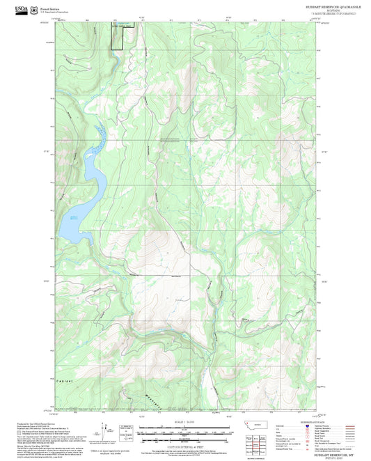 2025 Forest Service Topo Map of Hubbart Reservoir Montana