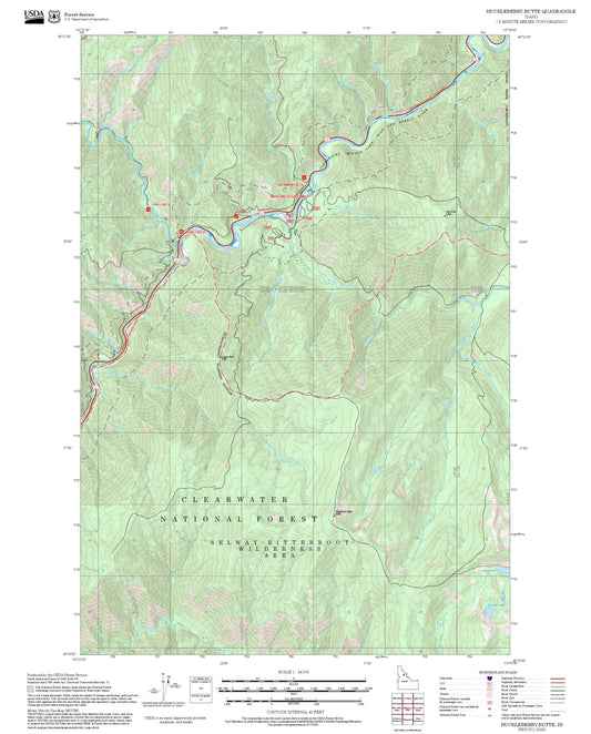 2025 Forest Service Topo Map of Huckleberry Butte Idaho