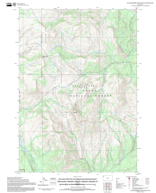 2025 Forest Service Topo Map of Huckleberry Mountain Wyoming