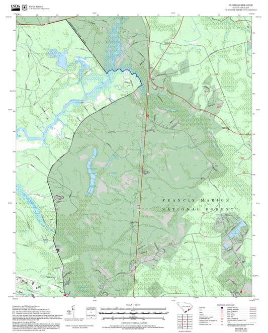 2025 Forest Service Topo Map of Huger South Carolina