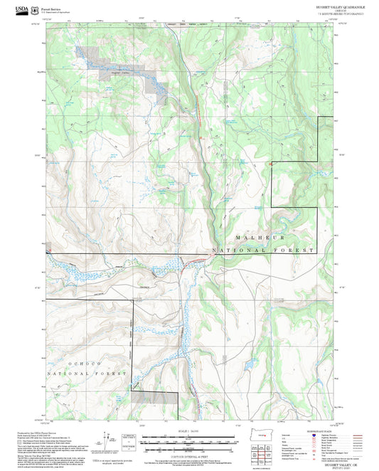 2025 Forest Service Topo Map of Hughet Valley Oregon