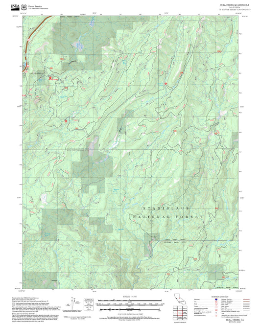 2025 Forest Service Topo Map of Hull Creek California