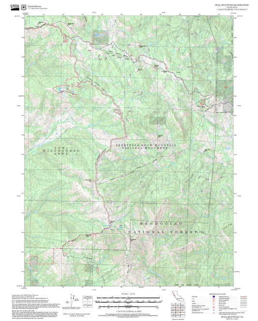 2025 Forest Service Topo Map of Hull Mountain California