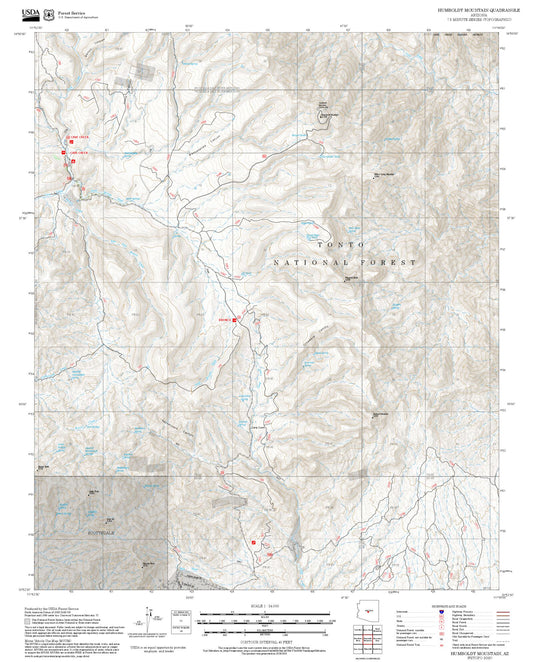 2025 Forest Service Topo Map of Humboldt Mountain Arizona