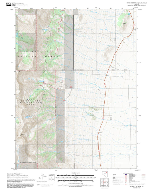2025 Forest Service Topo Map of Humboldt Peak Nevada