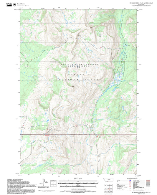 2025 Forest Service Topo Map of Hummingbird Peak Montana
