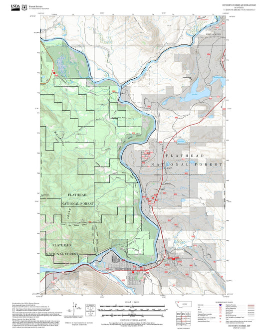 2025 Forest Service Topo Map of Hungry Horse Montana