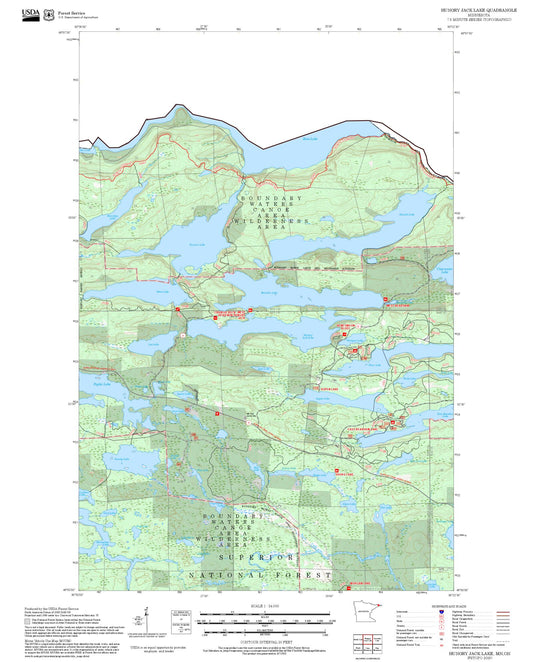 2025 Forest Service Topo Map of Hungry Jack Lake Minnesota