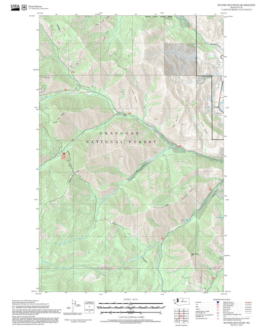 2025 Forest Service Topo Map of Hungry Mountain Washington
