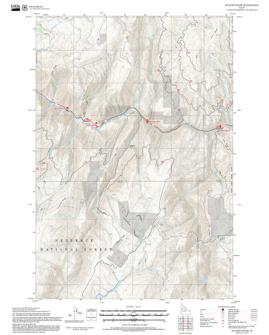 2025 Forest Service Topo Map of Hungry Ridge Idaho