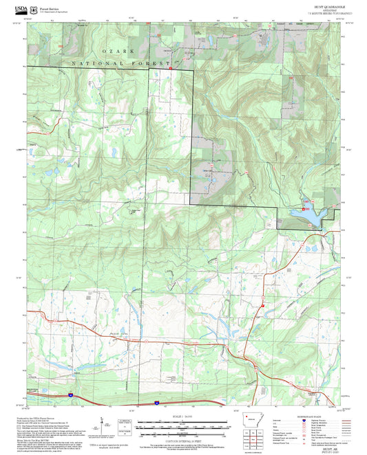 2025 Forest Service Topo Map of Hunt Arkansas