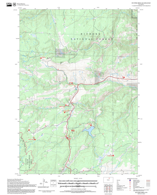 2025 Forest Service Topo Map of Hunter Mesa Wyoming