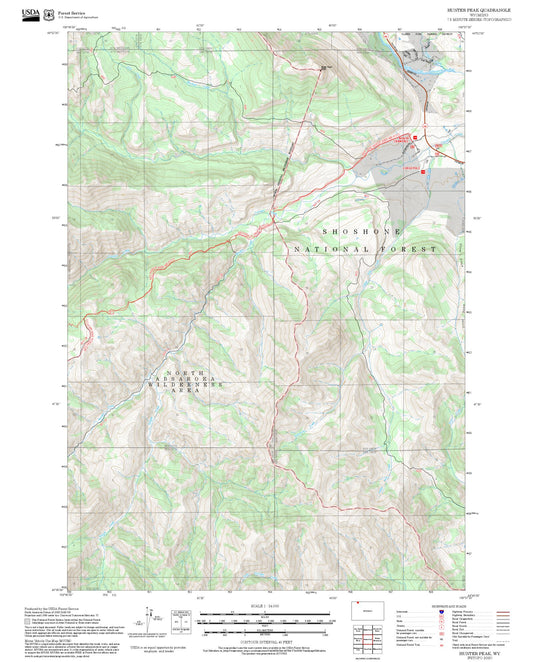 2025 Forest Service Topo Map of Hunter Peak Wyoming