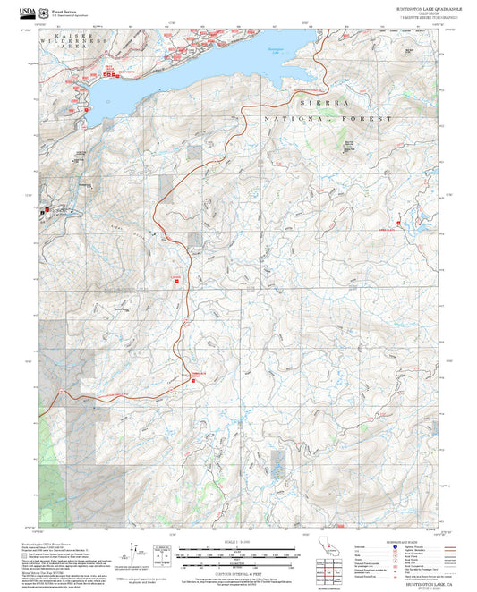 2025 Forest Service Topo Map of Huntington Lake California