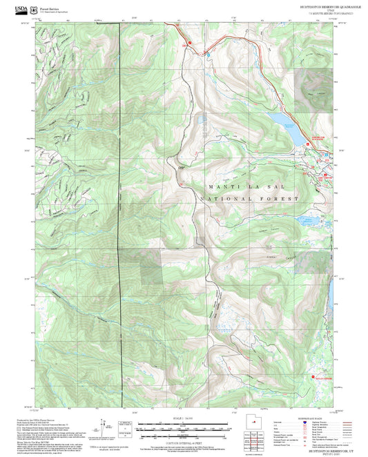 2025 Forest Service Topo Map of Huntington Reservoir Utah