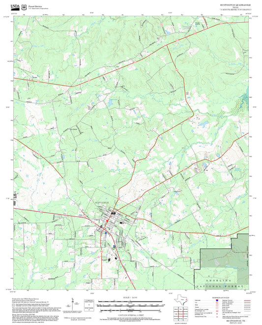 2025 Forest Service Topo Map of Huntington Texas
