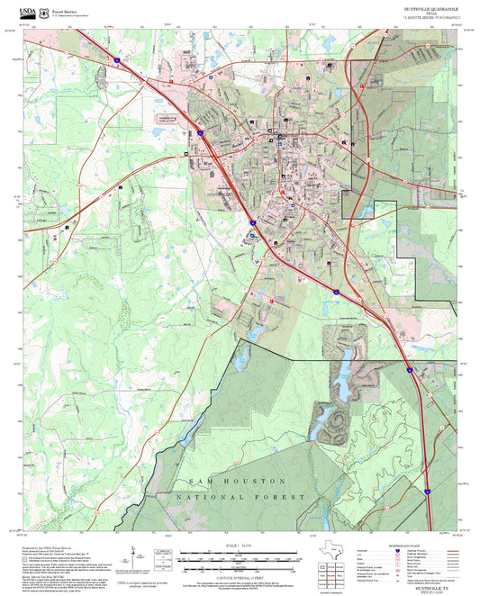 2025 Forest Service Topo Map of Huntsville Texas