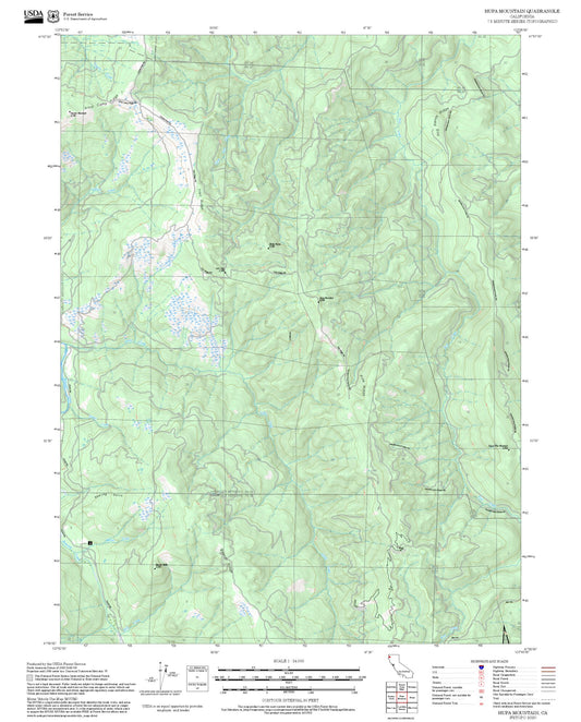 2025 Forest Service Topo Map of Hupa Mountain California