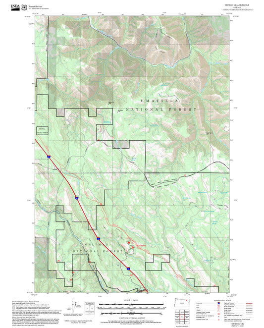 2025 Forest Service Topo Map of Huron Oregon