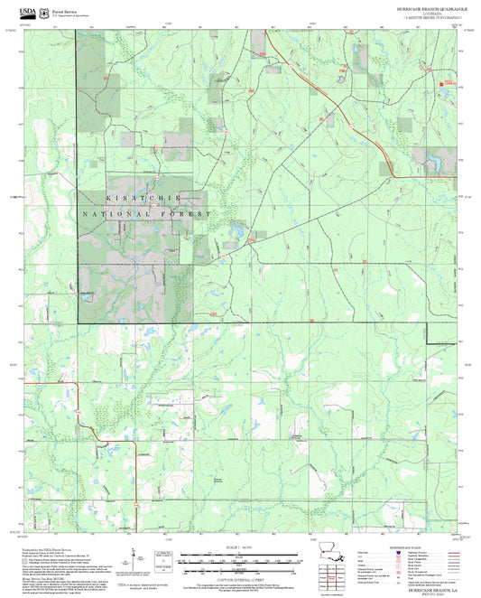 2025 Forest Service Topo Map of Hurricane Branch Louisiana
