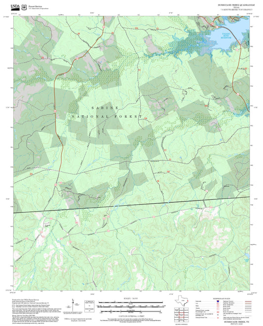 2025 Forest Service Topo Map of Hurricane Creek Texas