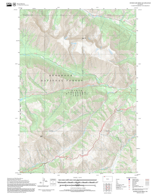 2025 Forest Service Topo Map of Hurricane Mesa Wyoming