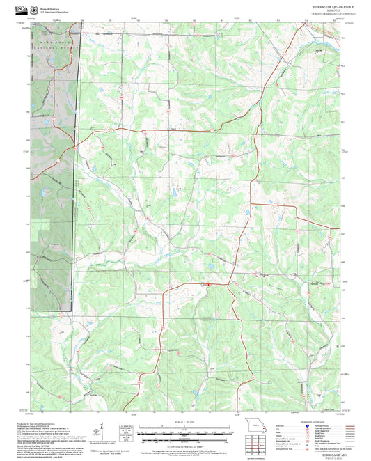 2025 Forest Service Topo Map of Hurricane Missouri