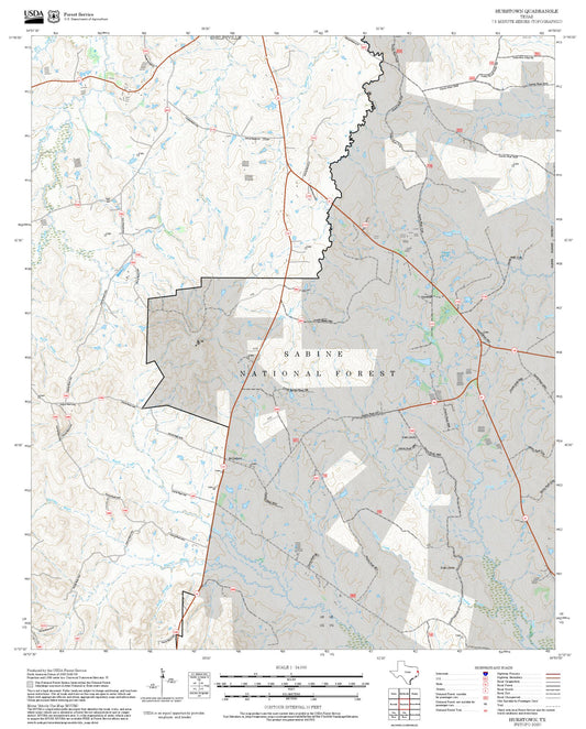 2025 Forest Service Topo Map of Hurstown Texas