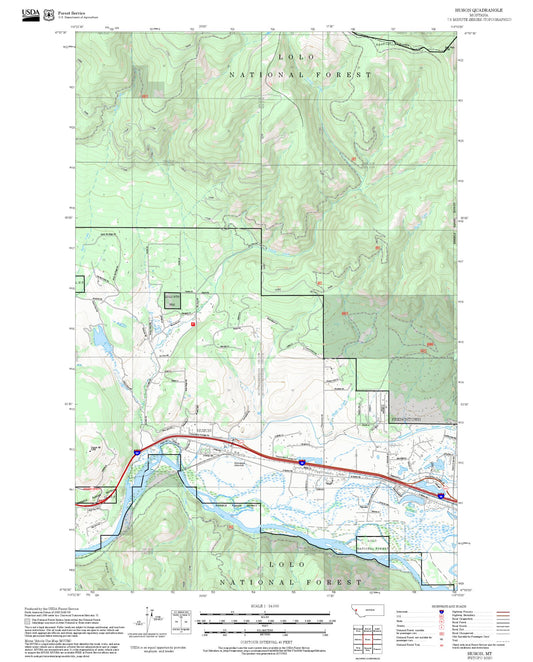2025 Forest Service Topo Map of Huson Montana