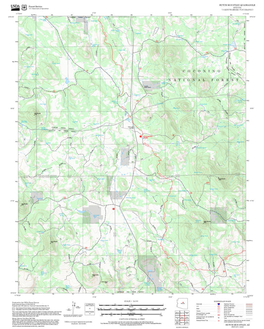 2025 Forest Service Topo Map of Hutch Mountain Arizona