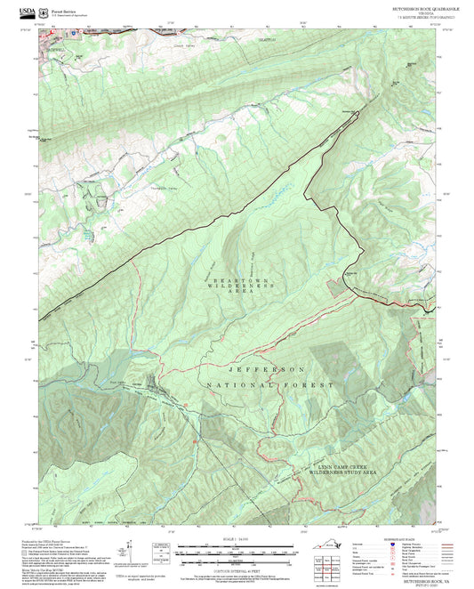2025 Forest Service Topo Map of Hutchinson Rock Virginia