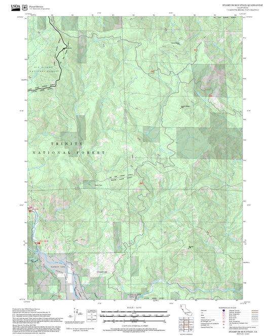 2025 Forest Service Topo Map of Hyampom Mountain California