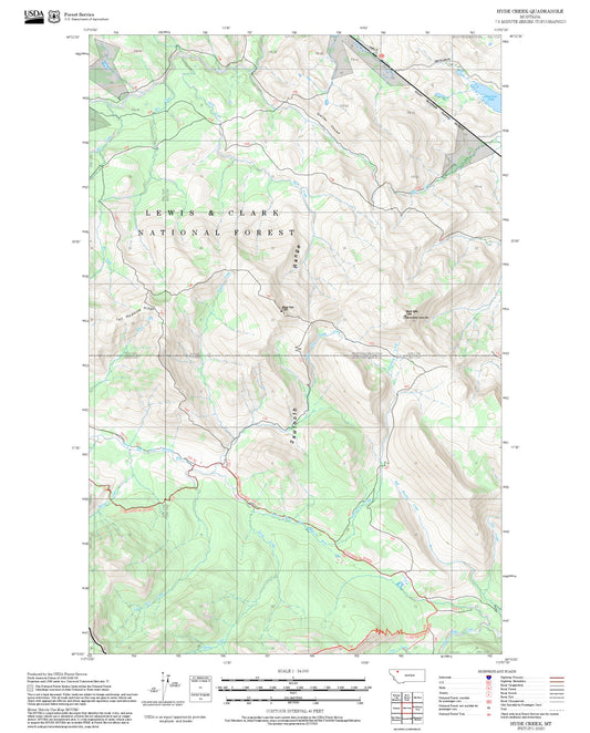 2025 Forest Service Topo Map of Hyde Creek Montana