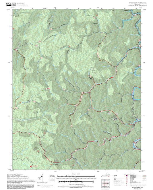 2025 Forest Service Topo Map of Hyden West Kentucky