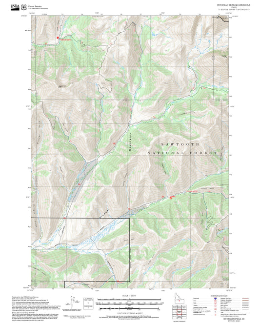 2025 Forest Service Topo Map of Hyndman Peak Idaho