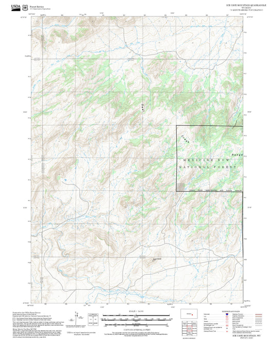 2025 Forest Service Topo Map of Ice Cave Mountain Wyoming