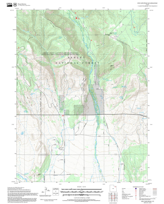 2025 Forest Service Topo Map of Ice Cave Peak Utah