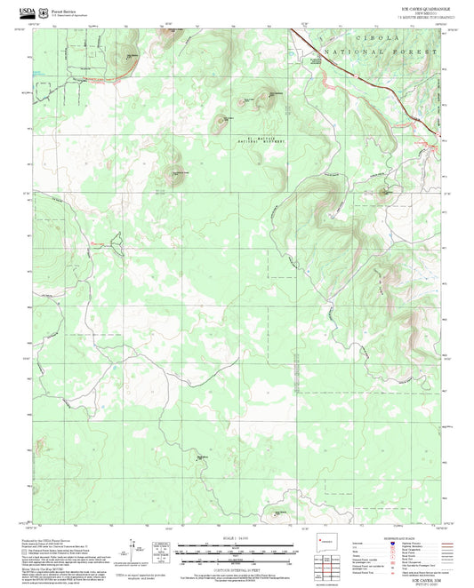 2025 Forest Service Topo Map of Ice Caves New Mexico